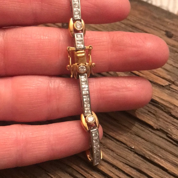 Gold and silver diamond bracelet - Picture 2 of 3